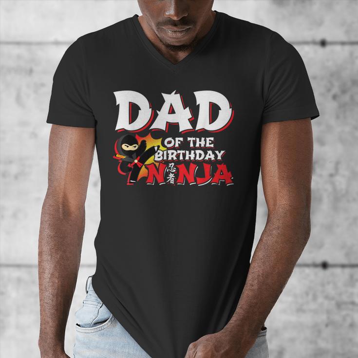 Ninja Birthday Party Dad Of The Birthday Ninja Small Men's V-Neck T-Shirt