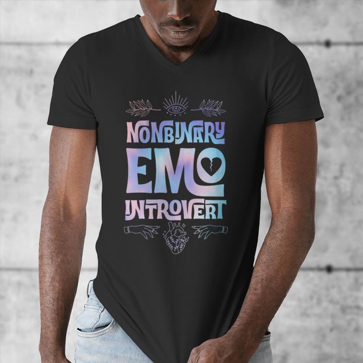 Nonbinary Emo Introvert Pride Trendy Mystic Teen Goth Style Men's V-Neck T-Shirt Nonbinary Emo Introvert Pride Trendy Mystic Teen Goth Style Men's V-Neck T-Shirt