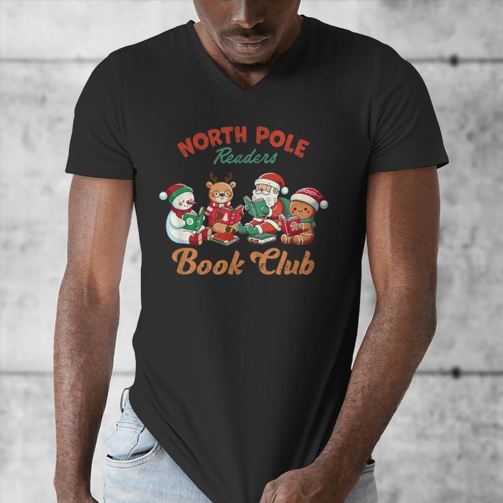 North Pole Readers Book Club Reading Book Christmas Men's V-Neck T-Shirt