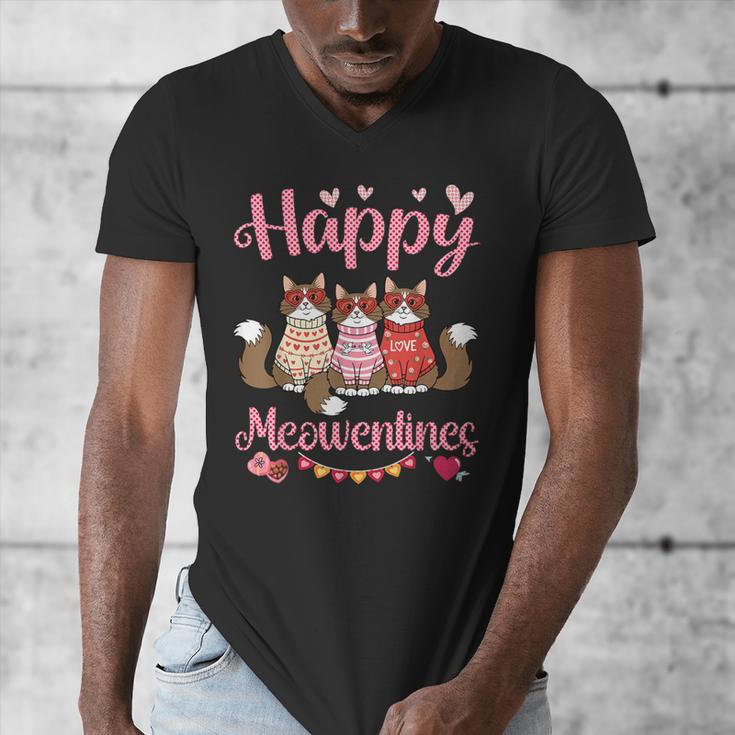 Norwegian Forest Cat Happy Meowentines Valentine Dad Mom Men's V-Neck T-Shirt Norwegian Forest Cat Happy Meowentines Valentine Dad Mom Men's V-Neck T-Shirt