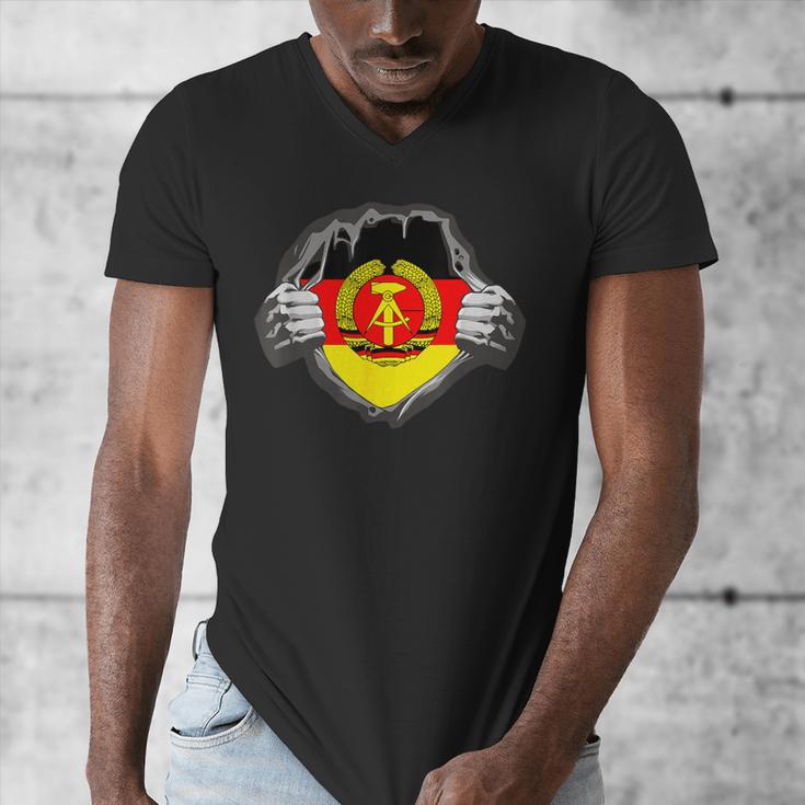 Nostalgia Chest Flag GDR Men's V-Neck T-Shirt Nostalgia Chest Flag GDR Men's V-Neck T-Shirt