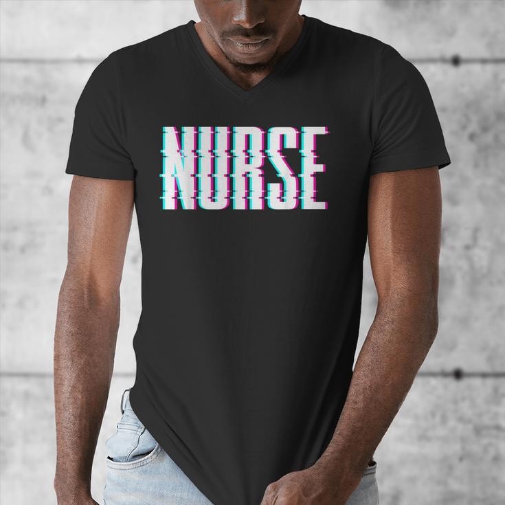 Nurse Glitch Aesthetic Graduation Nurse Glitch Graphic Art Men's V-Neck T-Shirt