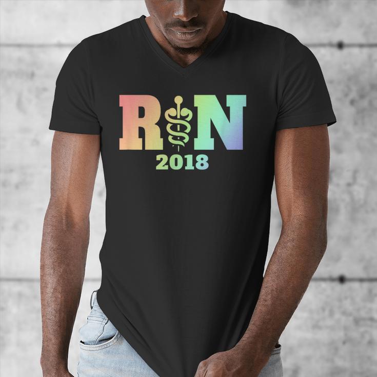 Nurse Graduation Shirt RN Est 2018 Rainbow Tshirt Men's V-Neck T-Shirt