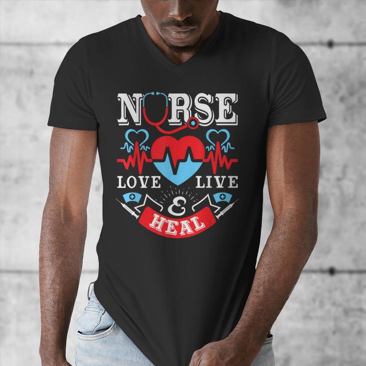 Nurse Live Love Heal Graduation Appreciation Valentines Day Men's V-Neck T-Shirt