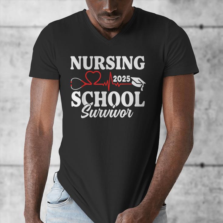 Nursing School Survivor 2025 RN ER Graduation Nurse Grad Men's V-Neck T-Shirt