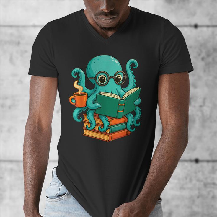Octopus Reading Book Reading Bookworm Reader Men's V-Neck T-Shirt