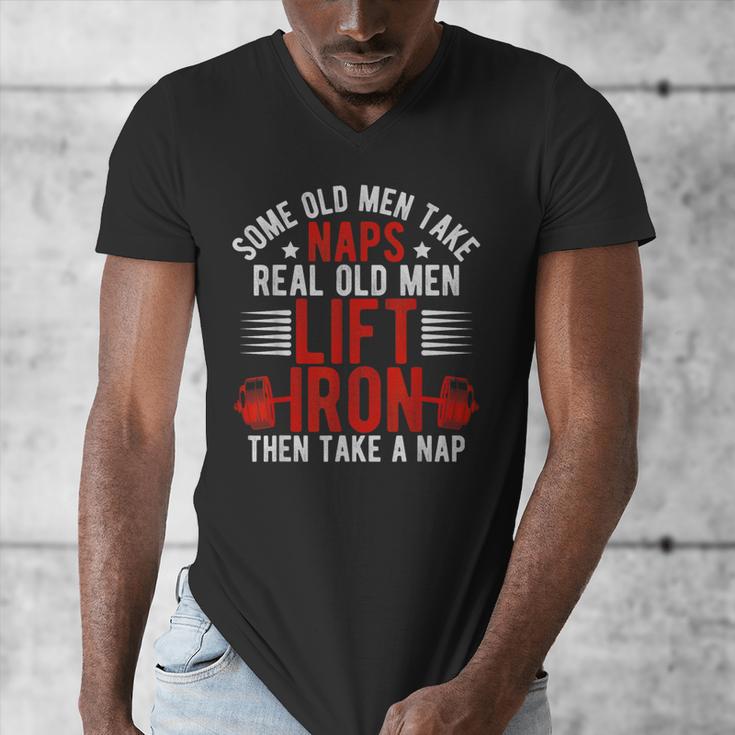 Old Men Gag Workout Gym Fitness Exercise Weightlifting Dad Men's V-Neck T-Shirt Old Men Gag Workout Gym Fitness Exercise Weightlifting Dad Men's V-Neck T-Shirt