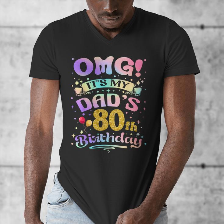 OMG It's My Dad's 80th Birthday Happy 80 Years Old Men's V-Neck T-Shirt