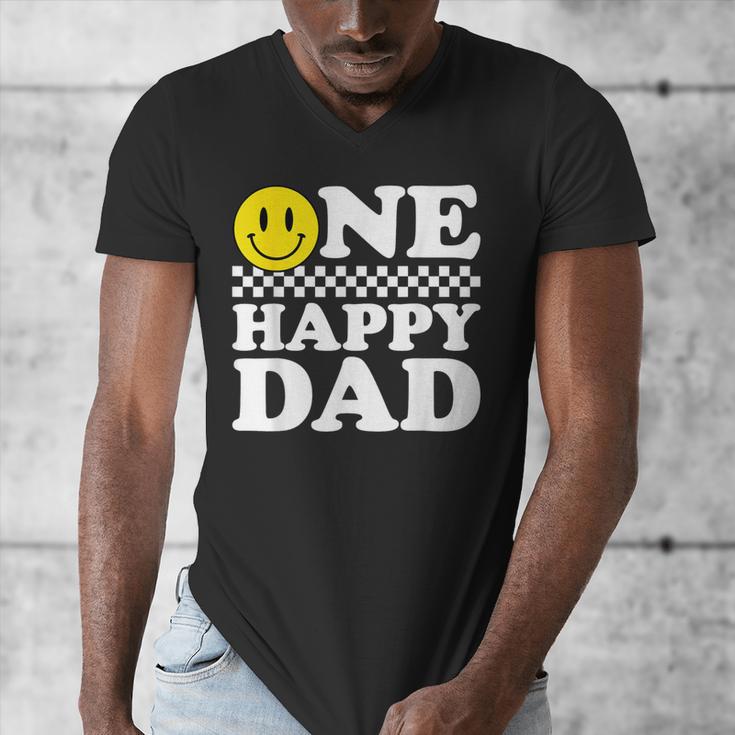 One Happy Dude Dad 1st Birthday Family Matching Men's V-Neck T-Shirt