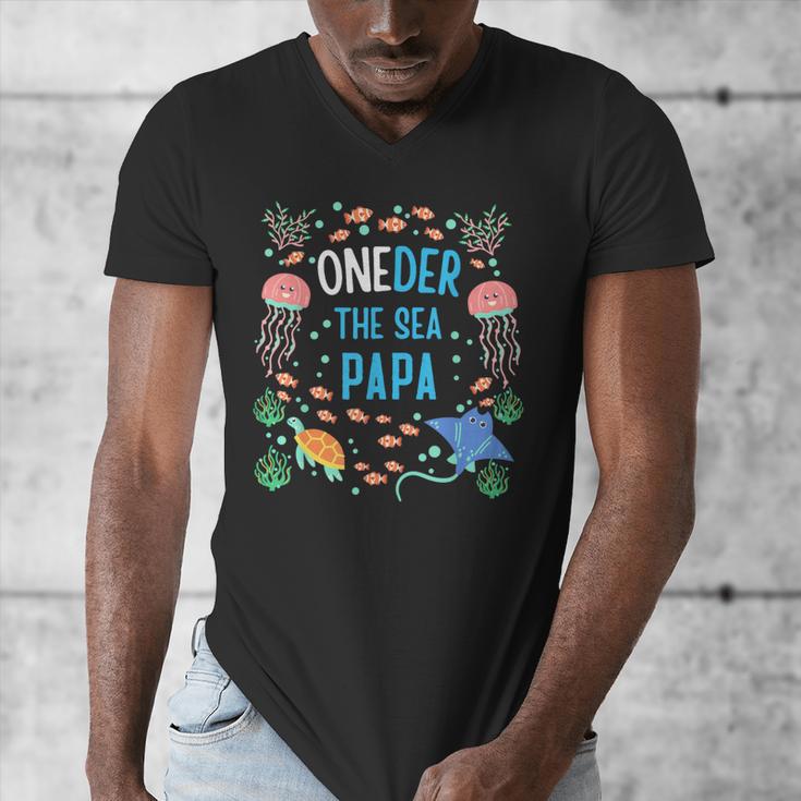 OneDer The Sea Papa 1st Birthday Dad Matching Men's V-Neck T-Shirt