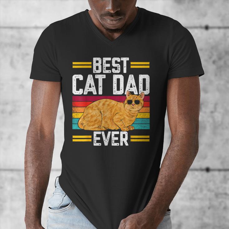 Orange Cat Best Cat Dad Ever Orange Tabby Cat Men's V-Neck T-Shirt