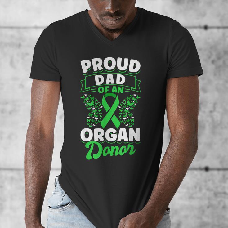 Organ Donation Green Ribbon Proud Dad Of An Organ Donor Men's V-Neck T-Shirt