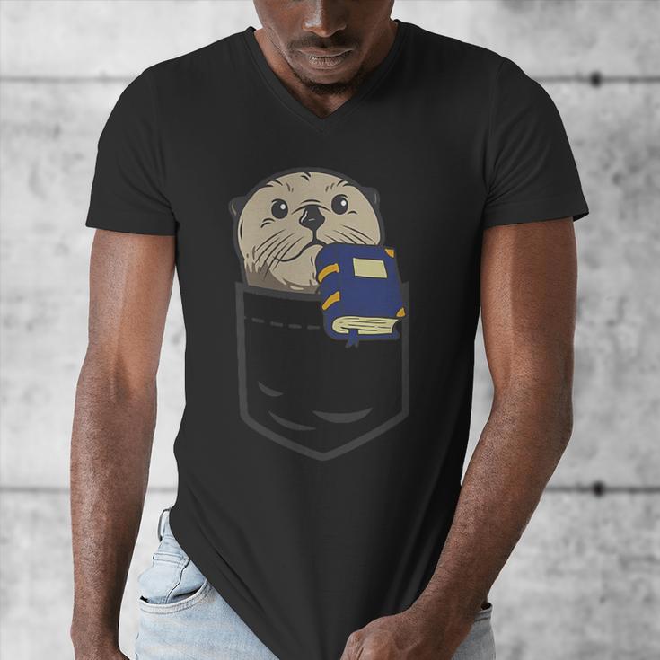 Otter Cute Read Reading Book Librarian Across America Kids Men's V-Neck T-Shirt