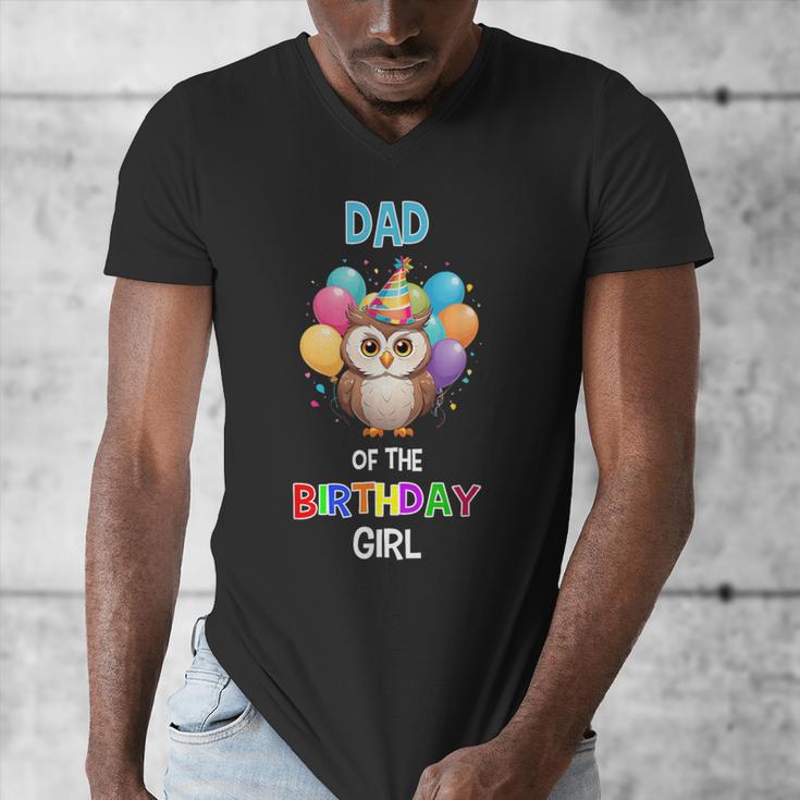 Owl Dad Birthday Party Dad Of The Birthday Girl Owl Men's V-Neck T-Shirt
