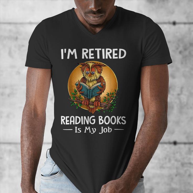 Owl I'm Retired Reading Books Is My Job Men's V-Neck T-Shirt