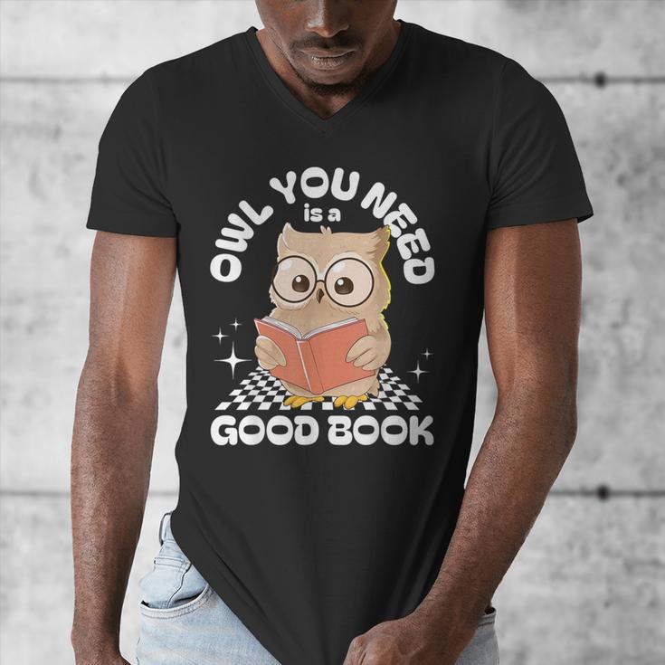 Owl You Need Is A Good Book Teacher Librarian Reading Men's V-Neck T-Shirt