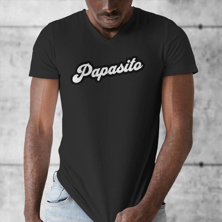 Papasito Bold Latino Dad Retro Text Men's V-Neck T-Shirt