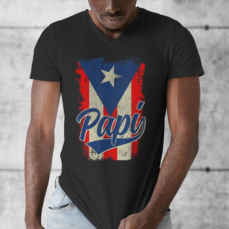 Papi Puerto Rican Dad Puerto Rico Pride Boricua Father's Day Men's V-Neck T-Shirt