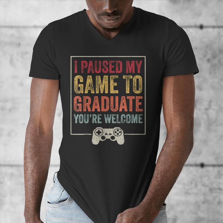 I Paused My Game To Graduate Gamer Graduation Men Boys Men's V-Neck T-Shirt