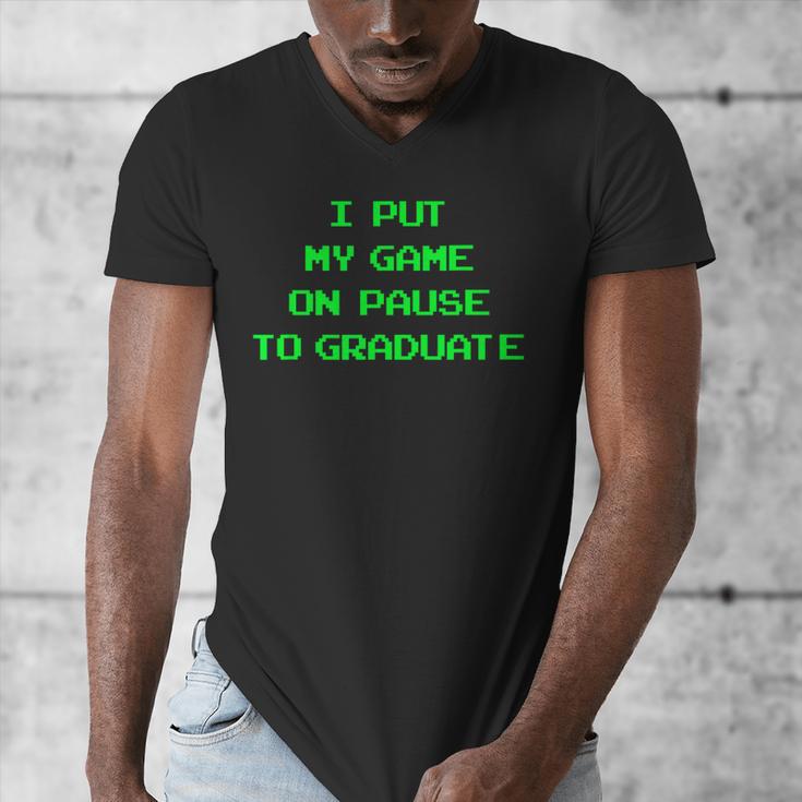 I Paused My Game To Graduate School Graduation Gamer Men's V-Neck T-Shirt