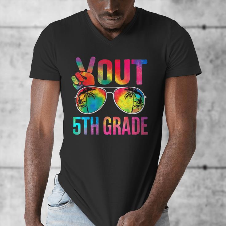 Peace Out 5th Grade Tie Dye Graduation Last Day Of School Men's V-Neck T-Shirt
