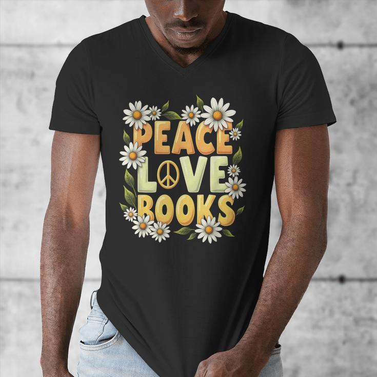 Peace Love Books Librarian Teacher Life Book Library Men's V-Neck T-Shirt