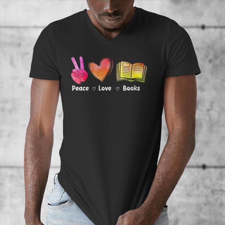 Peace Love Books Reader Librarian Library Book Men's V-Neck T-Shirt