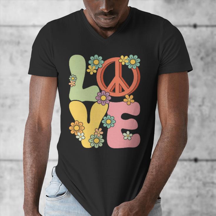 Peace Sign Love Groovy Vibes Costume Nostalgia 1980s Fashion Men's V-Neck T-Shirt