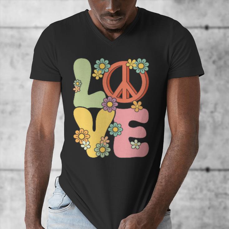 Peace Sign Love Groovy Vibes Costume Nostalgia 1980s Fashion Men's V-Neck T-Shirt