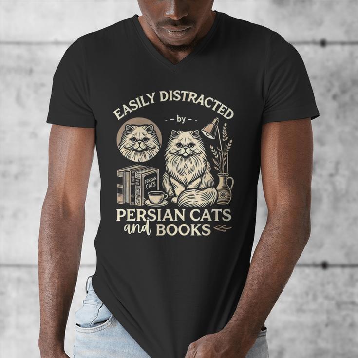 Persian Cat Persian Cats Persian Cats And Books For Men Women Kids Men's V-Neck T-Shirt