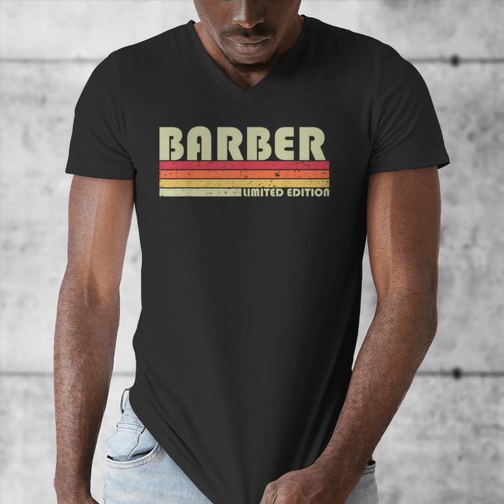 Personal Christmas Retro Vintage Graduation BARBER Job Title Profession Birthday Worker Idea Men's V-Neck T-Shirt