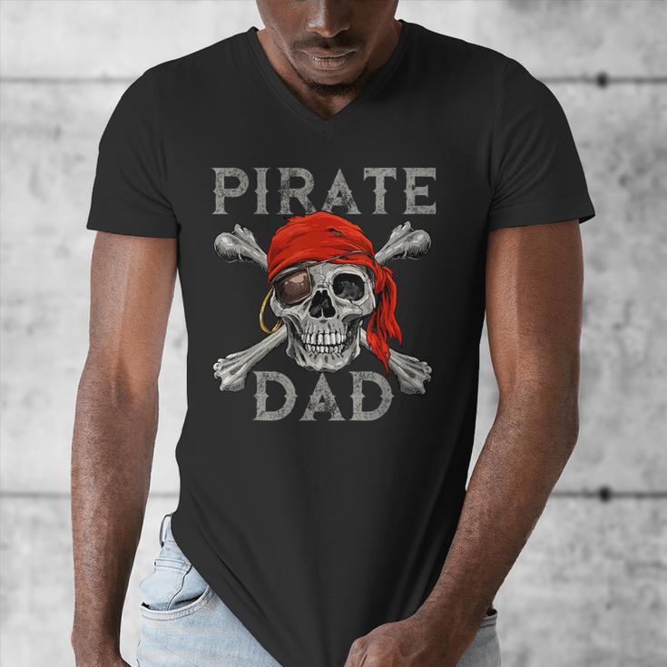 Pirate Dad Shirt Jolly Roger Crossbones Skull Halloween Men's V-Neck T-Shirt