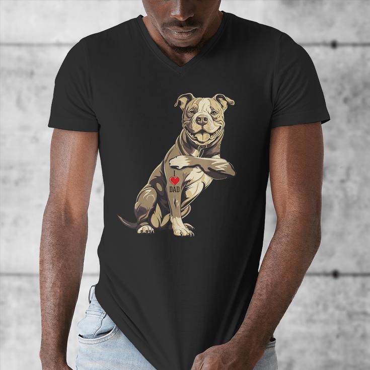 Pitbull I Love Dad Pit Bull Terrier Pettie Dog Owner Father Men's V-Neck T-Shirt Pitbull I Love Dad Pit Bull Terrier Pettie Dog Owner Father Men's V-Neck T-Shirt