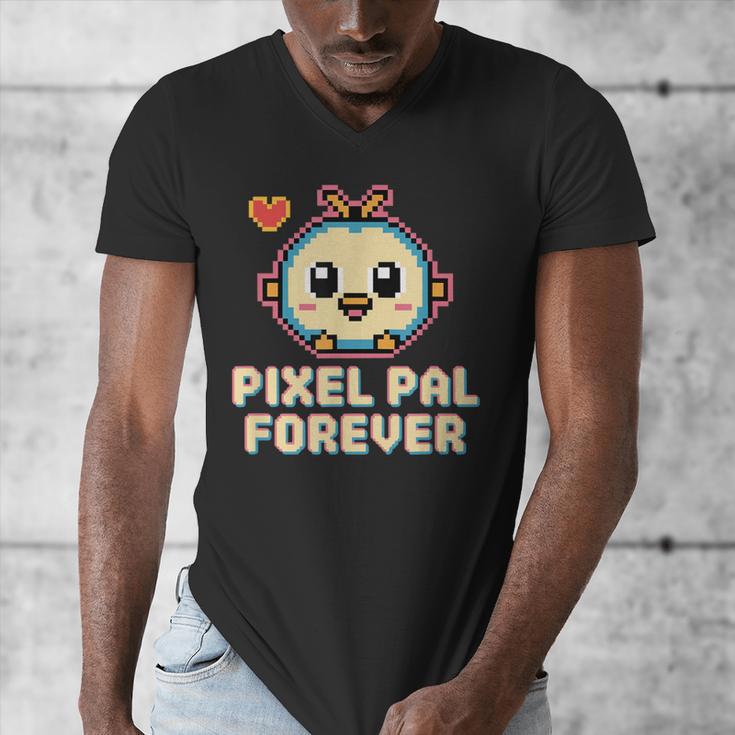 Pixel Art Pet Y2K Retro Vintage Digital Nostalgia Y2K Tech Men's V-Neck T-Shirt
