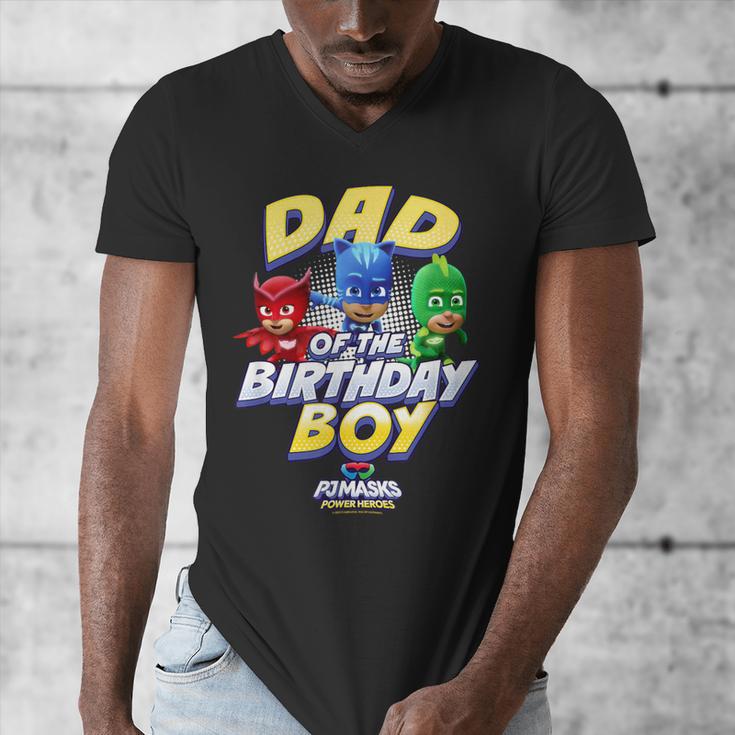 PJ Masks Group Shot Dad Of The Birthday Boy Logo Men's V-Neck T-Shirt