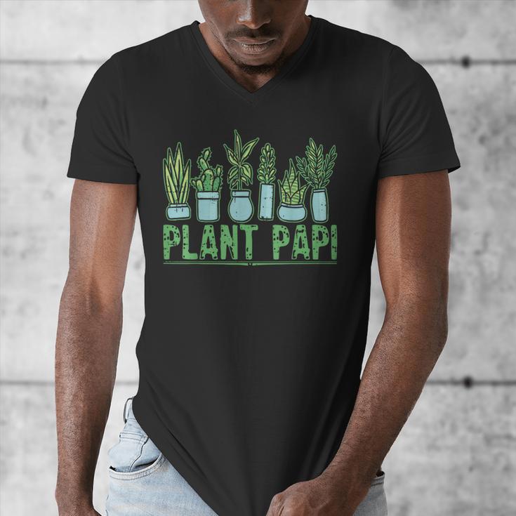 Plant Papi Daddy Father Gardener Gardening Father’s Day Men's V-Neck T-Shirt