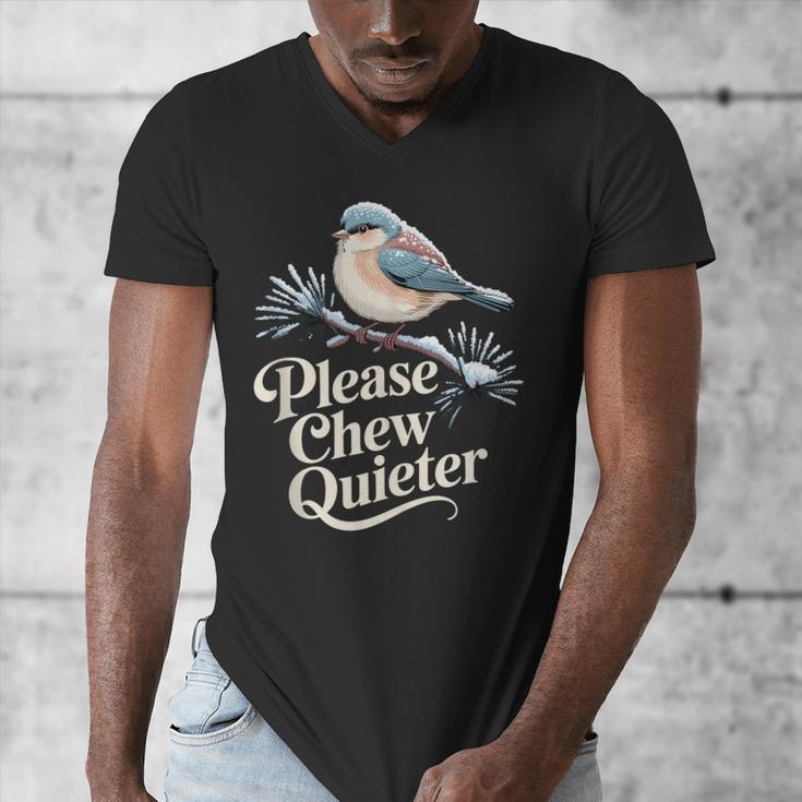 Please Chew Quieter Introvert Christmas Bird Lover Men's V-Neck T-Shirt