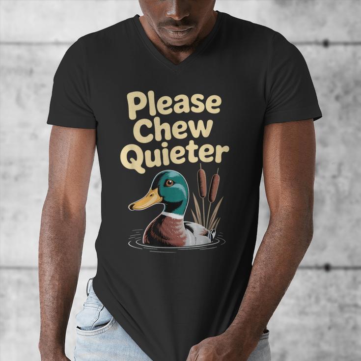 Please Chew Quieter Introvert Duck Lover Men's V-Neck T-Shirt