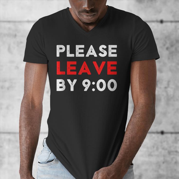 Please Leave By 9 Introvert Party Anti-Social Birthday Men's V-Neck T-Shirt