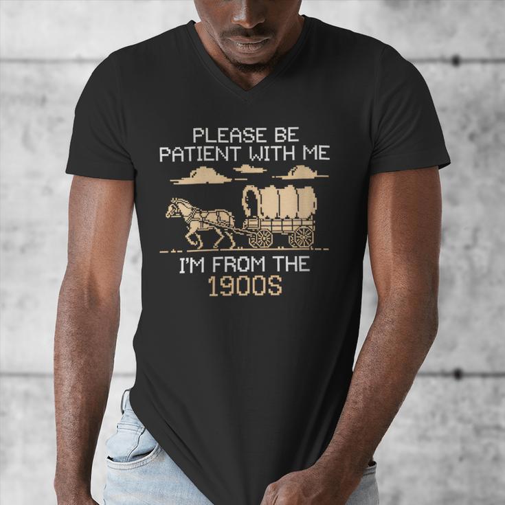 Please Be Patient I'm From The 1900s Retro Pixel Horse Wagon Men's V-Neck T-Shirt