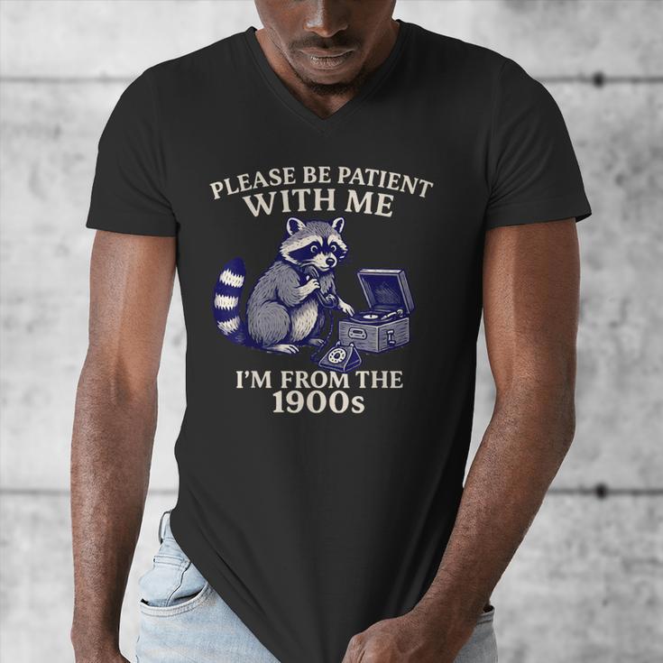 Please Be Patient I'm From The 1900s Retro Raccoon Saying Men's V-Neck T-Shirt