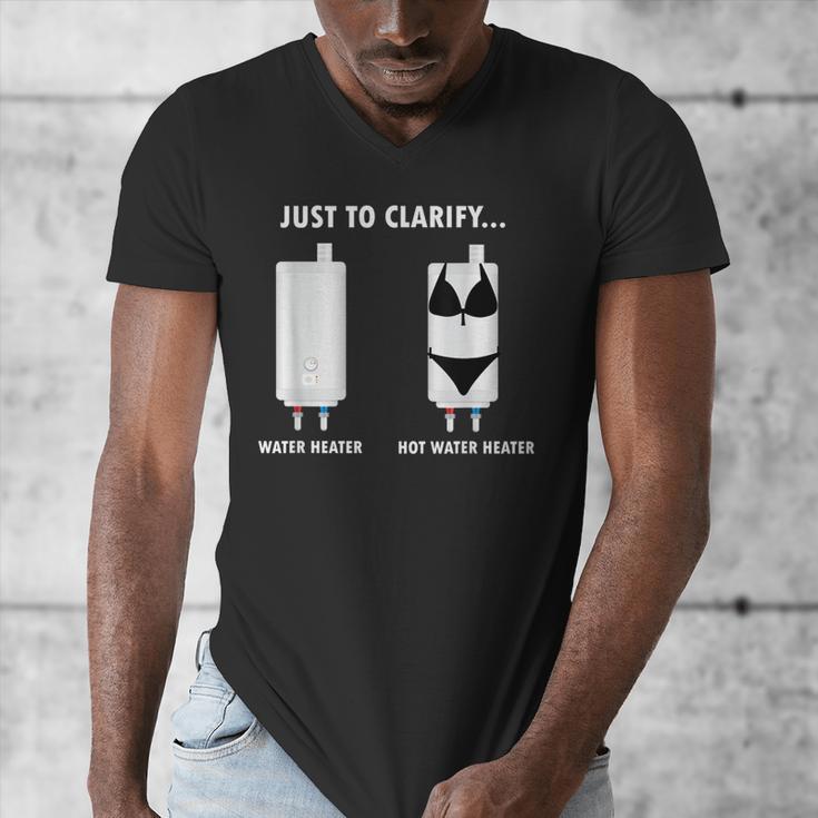 Plumber Hot Water Heater Plumbing Dad Joke Men's V-Neck T-Shirt Plumber Hot Water Heater Plumbing Dad Joke Men's V-Neck T-Shirt
