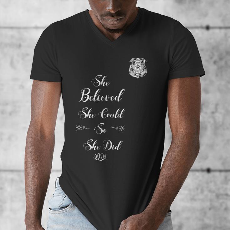 Police Academy Graduation She Believed She Could So She Did Men's V-Neck T-Shirt