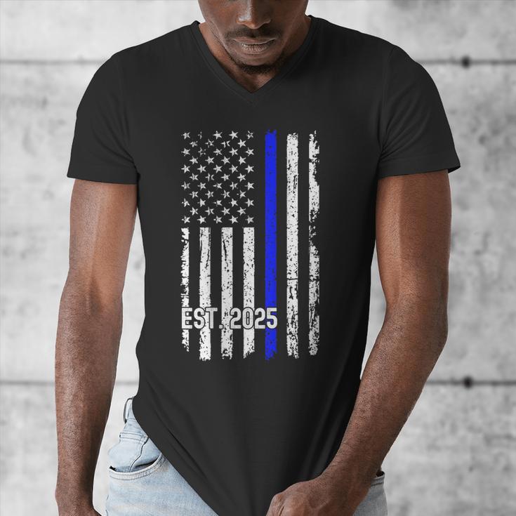 Police Graduation Est 2025 Back Print Police Academy Vintage Men's V-Neck T-Shirt