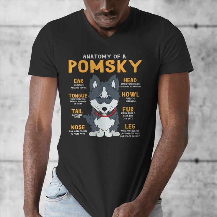 Pomsky Anatomy Dog Mom Dad Men's V-Neck T-Shirt