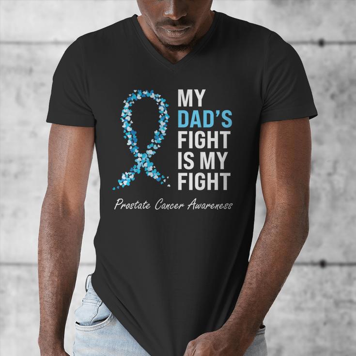 Prostate Cancer Awareness Light Blue Ribbon Dad Survivor Men's V-Neck T-Shirt Prostate Cancer Awareness Light Blue Ribbon Dad Survivor Men's V-Neck T-Shirt