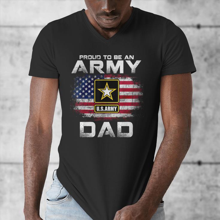 Proud To Be An Army Dad With American Flag Veteran Men's V-Neck T-Shirt