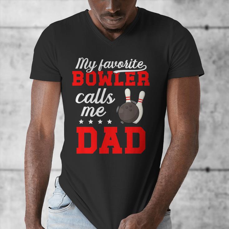 Proud Bowling Dad Of A Bowler Dad Bowling Father Men's V-Neck T-Shirt