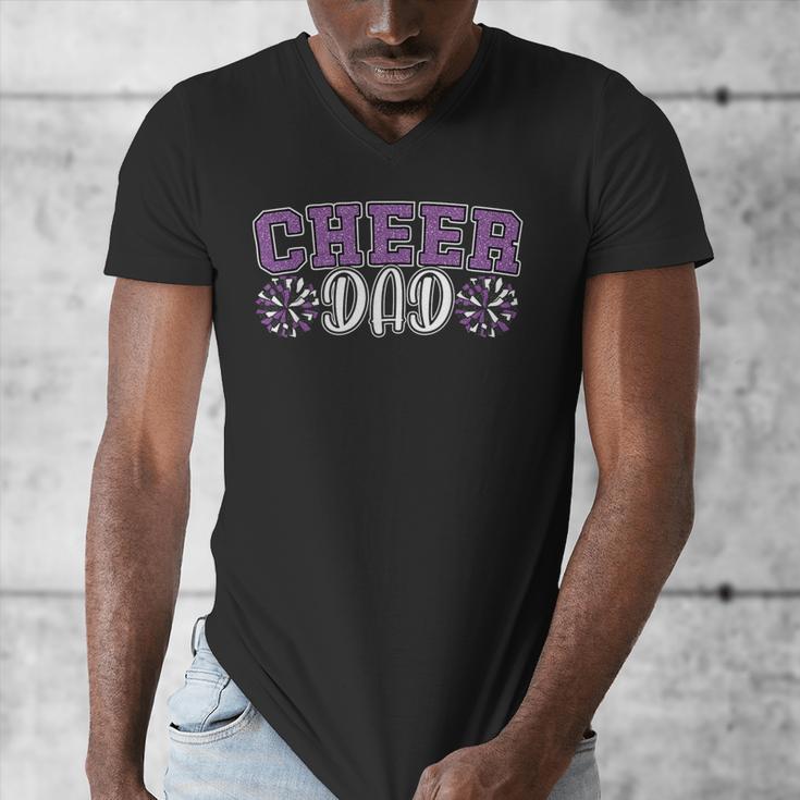 Proud Cheer Dad My Favorite Cheerleader Calls Me Dad Purple Men's V-Neck T-Shirt