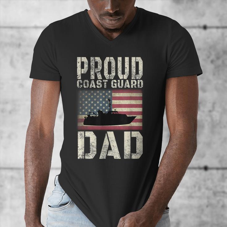 Proud Coast Guard Dad USCG American Flag T-Shirt Men's V-Neck T-Shirt